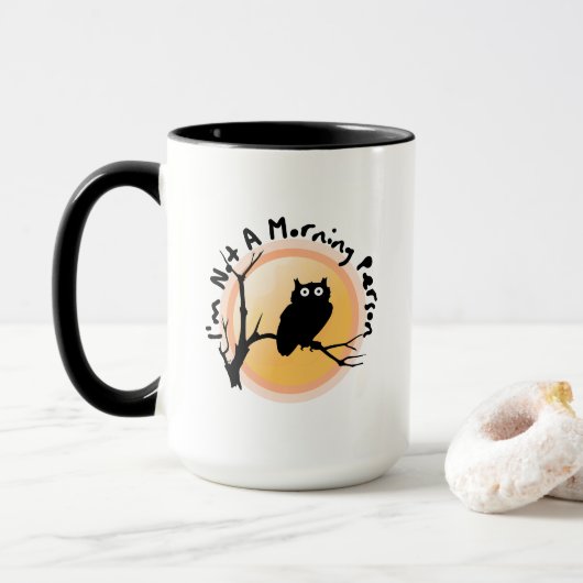 I'm Not A Morning Person funny owl quote マグカップ (ドーナツ付き)