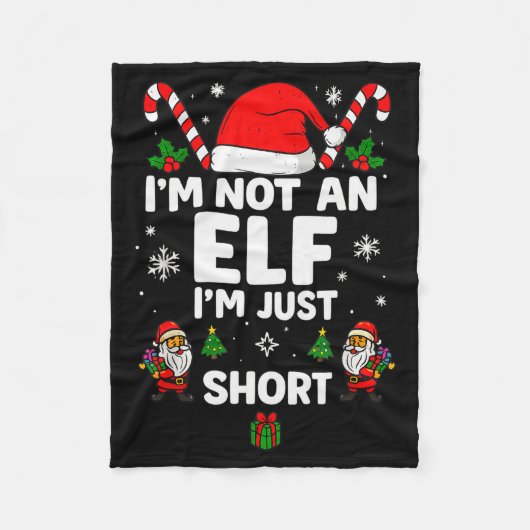 Im Not An Elf Im Just Short Funny Christmas Xmas M フリースブランケット (正面)