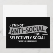 I'm Not Anti-Social I'm Selectively Social Funny 招待状 (正面/裏面)