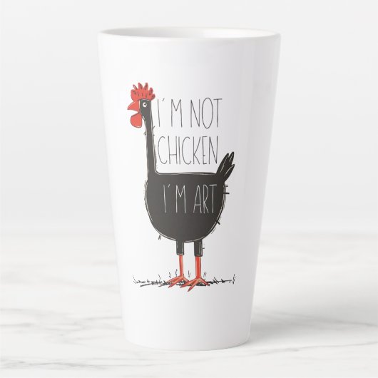 I'm Not Chicken, I'm Art - Quirky Retro T Shirt カフェラテマグ (正面)