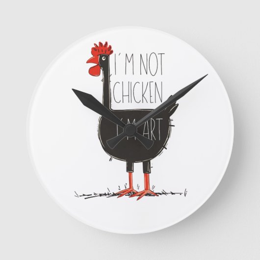 I'm Not Chicken, I'm Art - Quirky Retro T Shirt ラウンド壁時計 (正面)