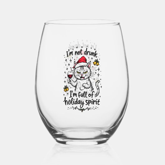 I'm Not Drunk I'm Full of Holiday Spirit ステムなしワイングラス (裏面)
