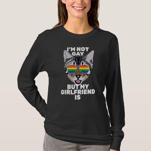 I'm Not Gay But My Girlfriend Is Funny Cat Lesbia Tシャツ (正面)