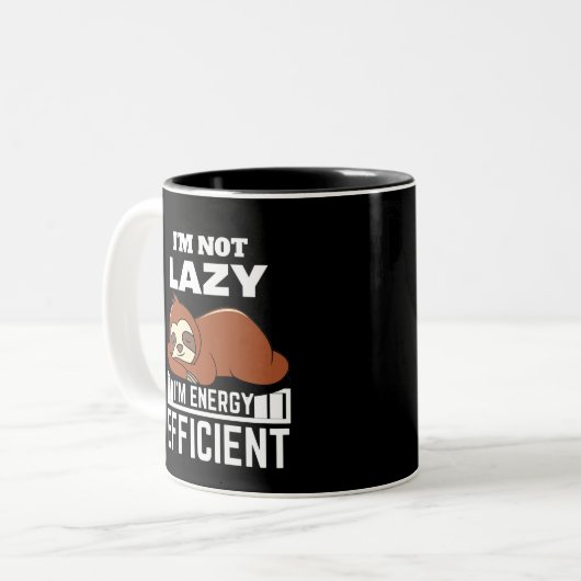 I'm Not Lazy I'm Energy Efficient Funny Sloth ツートーンマグカップ (正面左)