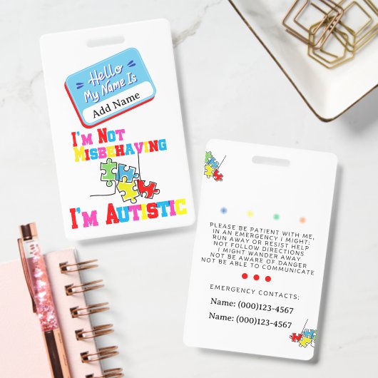 Im Not Misbehaving I have Autism ID Badge  バッジ (オフィス)