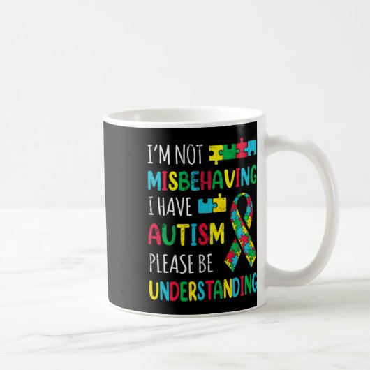 Im Not Misgranting自閉症意識リボンを持っている コーヒーマグカップ (右)