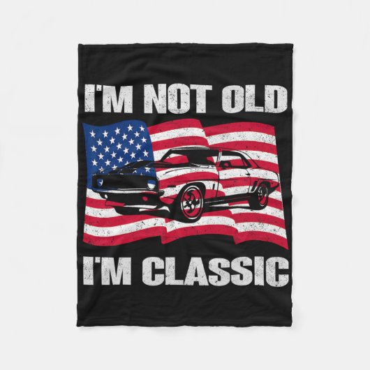 Im Not Old Im Clic Car America Flag Graphic Mens T フリースブランケット (正面)