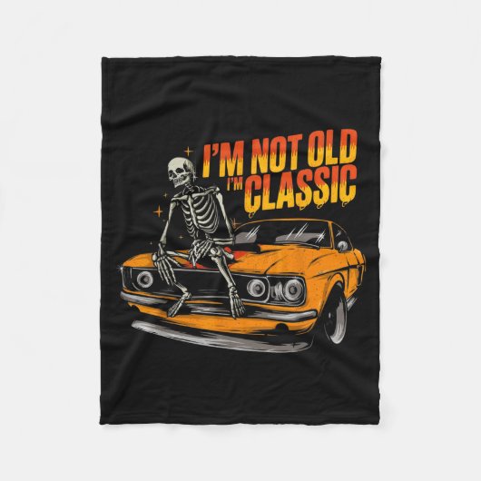 I'm Not Old I'm Clic Funny Car Graphic Old Man Fat フリースブランケット (正面)