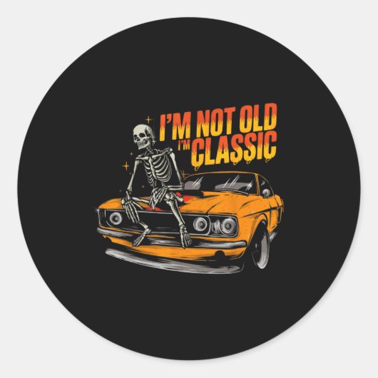 I'm Not Old I'm Clic Funny Car Graphic Old Man Fat ラウンドシール (正面)