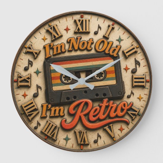 I'm Not Old I'm Retro Retro Music Room Decor Gift ラージ壁時計 (正面)