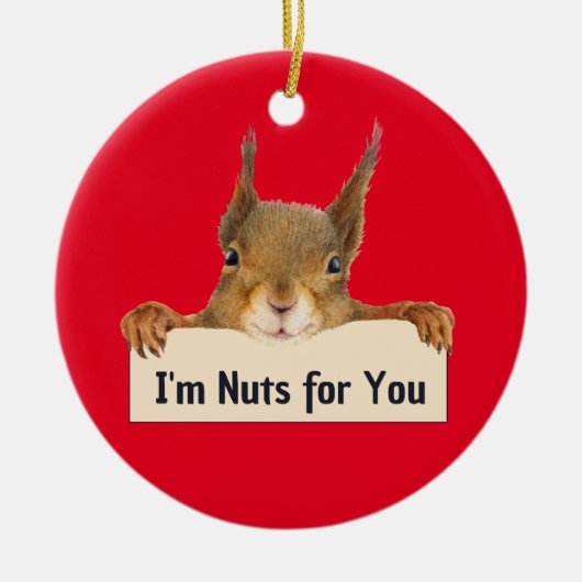 I'm Nuts for You Squirrel顔編集可能文字 セラミックオーナメント (正面)