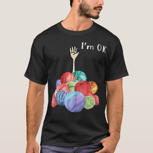 I'M Ok かぎ針編み 毛糸 - s - ブラック - 小 Tシャツ (正面)