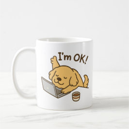 I'm ok! dog working on laptop コーヒーマグカップ