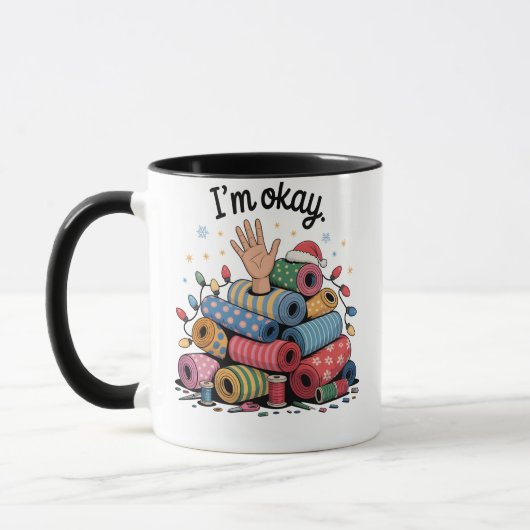 I'm Okay Funny Quilting Christmas Lovers マグカップ (左)