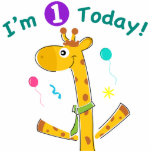 I'm One Today - Giraffeデザイン フォトスカルプチャー<br><div class="desc">ベビーの最初の誕生日の服、贈り物やパーティーの飾り、キリンの写真を持つ読、私は今日1だ。</div>