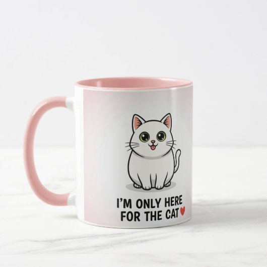 I'm Only Here For The Cat" Cute Kawaii Illustratio マグカップ (左)