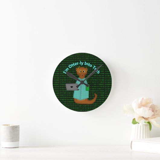 I'm Otter-ly Into Tech ラウンド壁時計 (ホーム)
