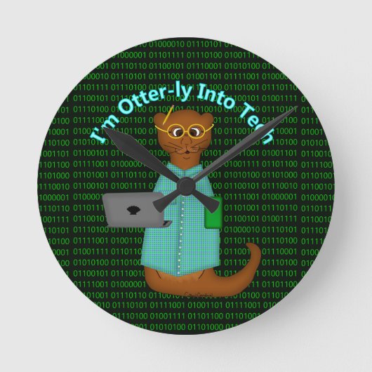 I'm Otter-ly Into Tech ラウンド壁時計 (正面)