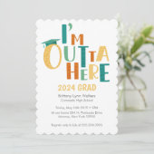 「I'm Outta Here」おもしろい&卒業よくはしゃぐパーティー 招待状 (スタンド正面)
