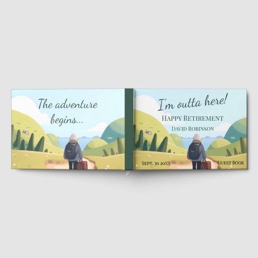 I'm Outta Here Retirement Party Retro ゲストブック (全面)