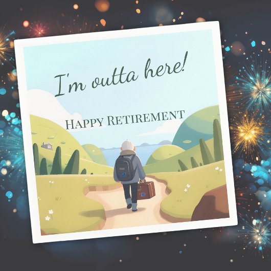 I'm Outta Here Retirement Party Retro スタンダードカクテルナプキン