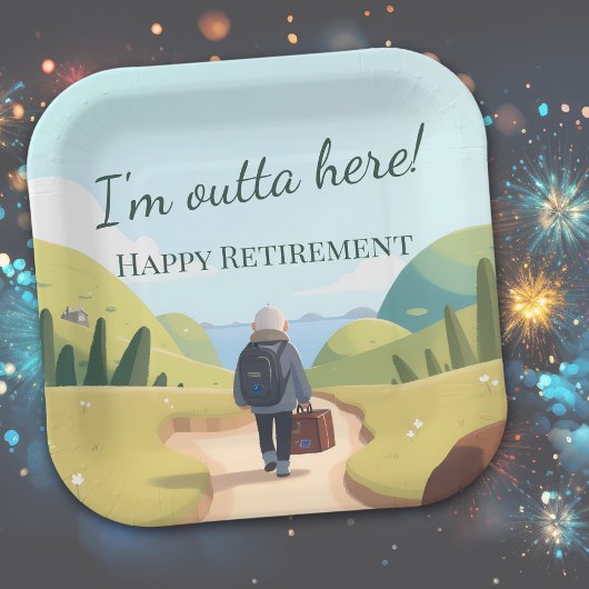 I'm Outta Here Retirement Party Retro ペーパープレート