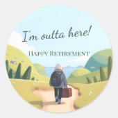 I'm Outta Here Retirement Party Retro ラウンドシール (正面)