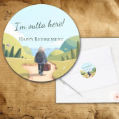 I'm Outta Here Retirement Party Retro ラウンドシール