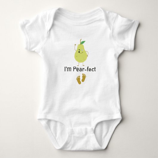 I'm Pear-fect,ベビーフルーツギフトかわいいおもしろいベビー ベビーボディスーツ (正面)