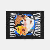 Im Pibble Wash My Belly Frenchie Bulldog フリースブランケット (正面(横))