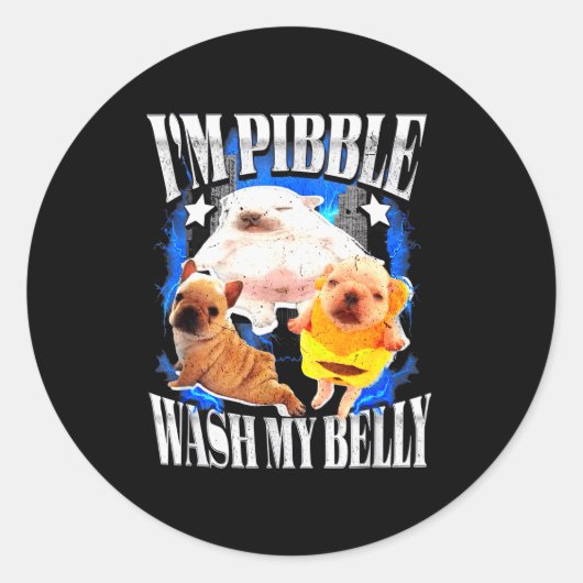 Im Pibble Wash My Belly Frenchie Bulldog  ラウンドシール (正面)