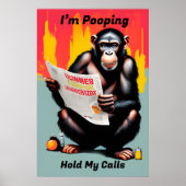 I'm Pooping Chimp Poster - Ape おもしろい Art ポスター (正面)