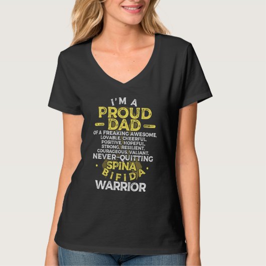 I'm Proud Dad of Spina BIFIDA Warrior Motivational Tシャツ (正面)