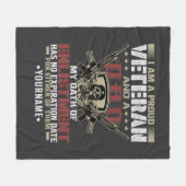 I'm Proud To Be A Veteran And A Dad フリースブランケット (正面(横))