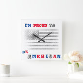 I'm proud to be American スクエア壁時計 (ホーム)