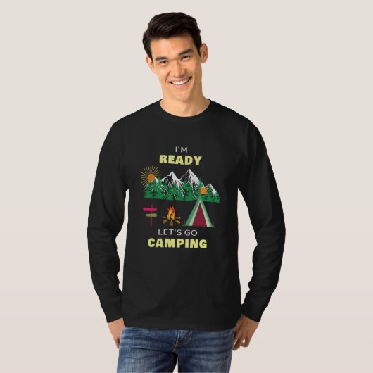 I'm Ready and Let's Go Camping Outdoor Tシャツ (正面フル)