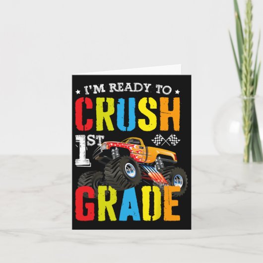 Im Ready To Crush 1st Grade Boy Monster Truck Ck T カード (正面)