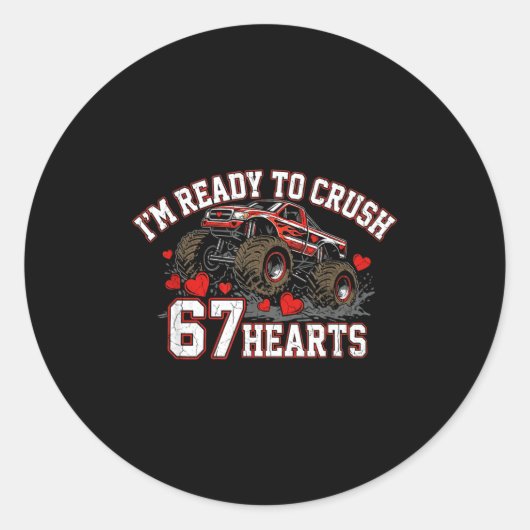 I'm Ready To Crush 67 Hearts Kids Valentine Day  ラウンドシール (正面)
