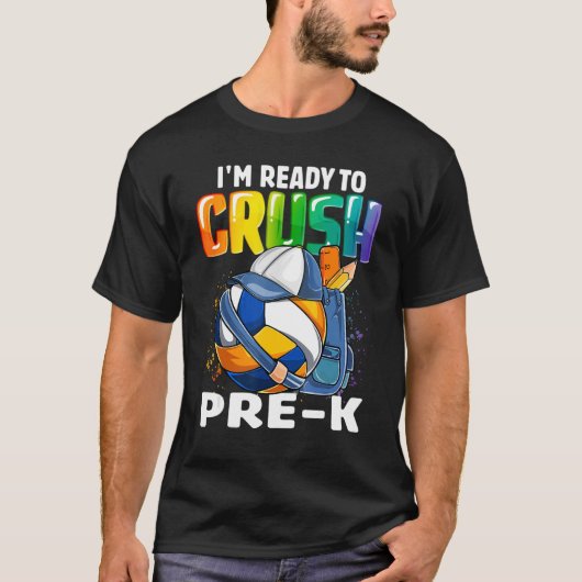 I'm Ready To Crush Pre K Volleyball Boys Kids Back Tシャツ (正面)