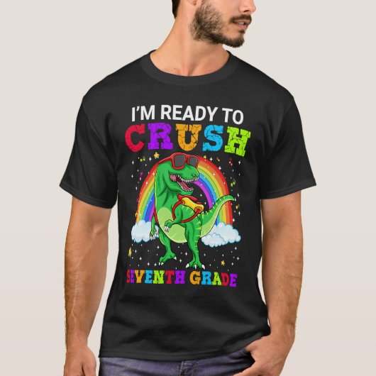 I'm Ready To Crush Seventh Grade Rex Dinosaur Rain Tシャツ (正面)