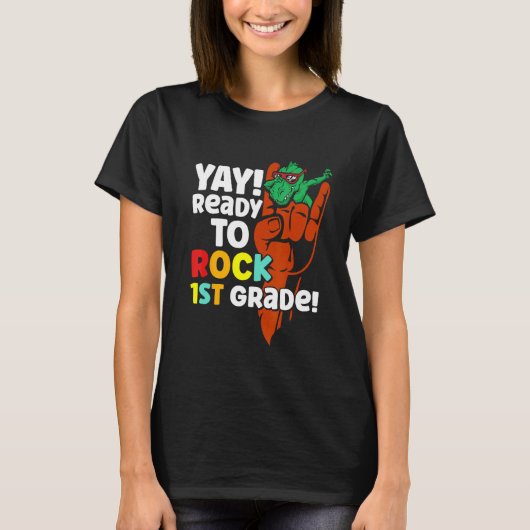 I'm Ready To Rock 1st Grade Dino School Boys Girls Tシャツ (正面)