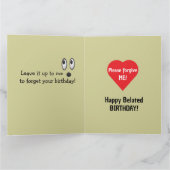 I'm So Sorry Cute Bulldog Belated Birthday カード (内部)