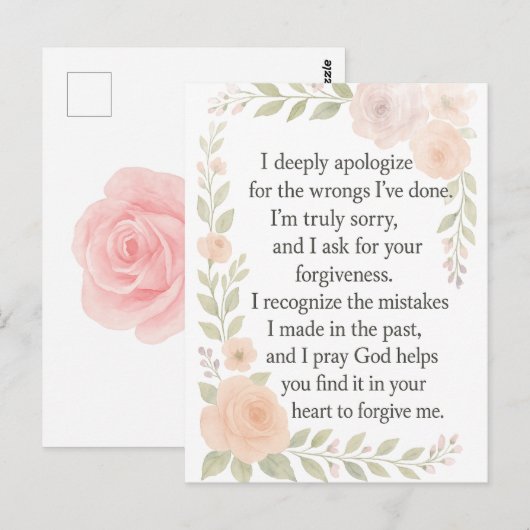I'm Sorry/Apology\ Forgiveness Floral  ポストカード (正面/裏面)