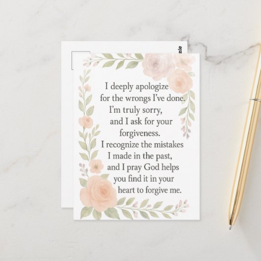 I'm Sorry/Apology\ Forgiveness Floral  ポストカード (正面/裏面インサイチュ)