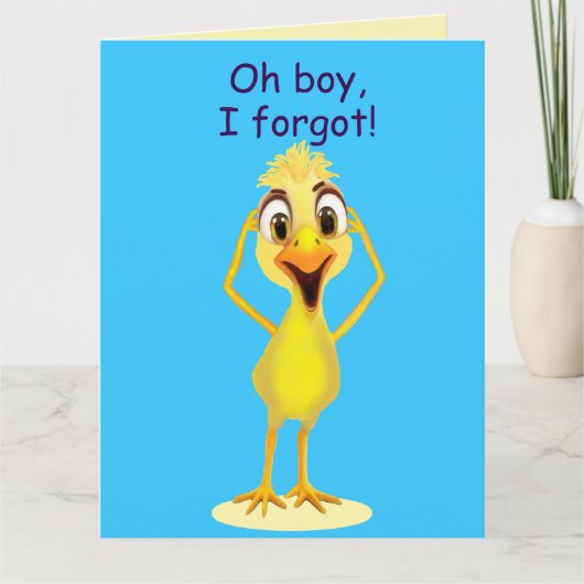 I'm Sorry Little Chicken Belated Birthday Blue カード (正面)