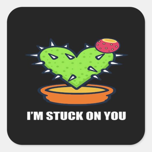 Im Stuck On You Cactus Cute Plant Design  スクエアシール (正面)