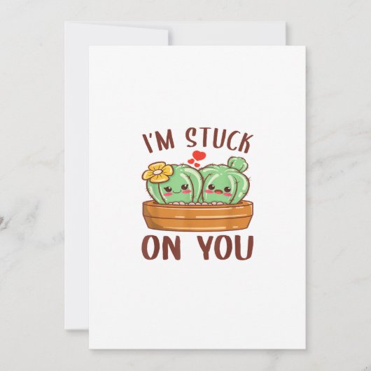 Im Stuck On You Cactus Succulent Valentines Day Cu シーズンカード (正面)