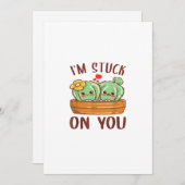 Im Stuck On You Cactus Succulent Valentines Day Cu シーズンカード (正面/裏面)