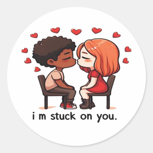 Im Stuck On You Classic Love Design  ラウンドシール (正面)
