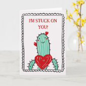 I'm Stuck On You Funny Kids Valentine's Day  カード (黄色い花)